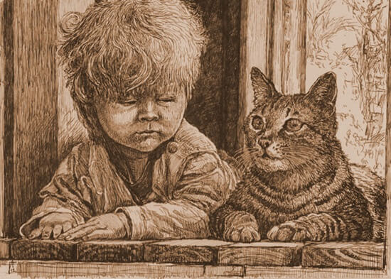 Мальчик и его кот