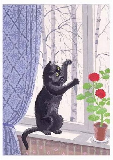 Кошка у окошке