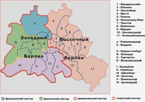 карта берлинской стены